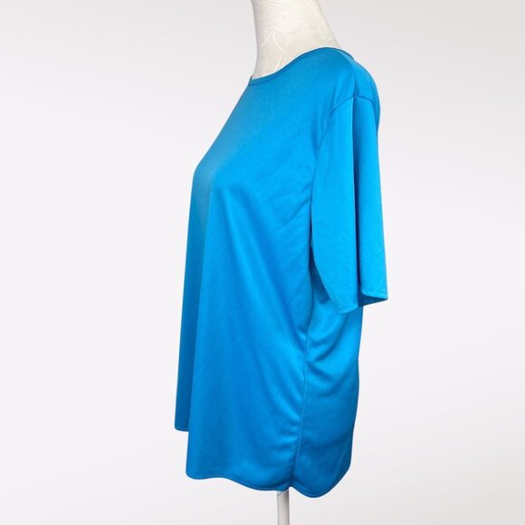 Blair Blue Short Sleeve Top Pullover Blouse Keyhole Back Size Medium - Picture 4 of 9